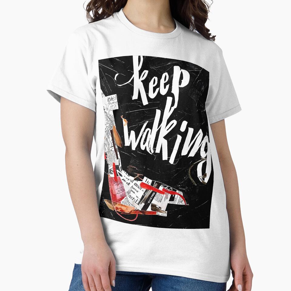Women Empowerment Art with Newspaper, High Heel and Bold Keep Walking Message by OlfactoART Studio