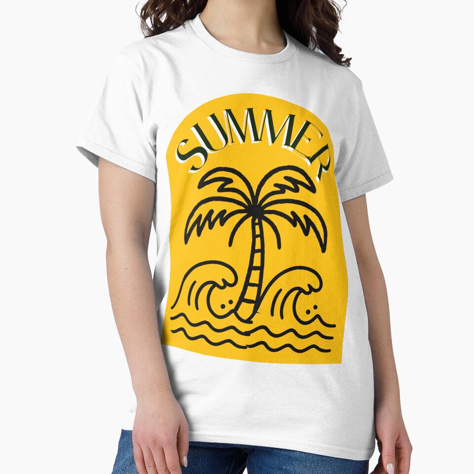 Retro Summer Palm Tree & Waves by tinkeybabes