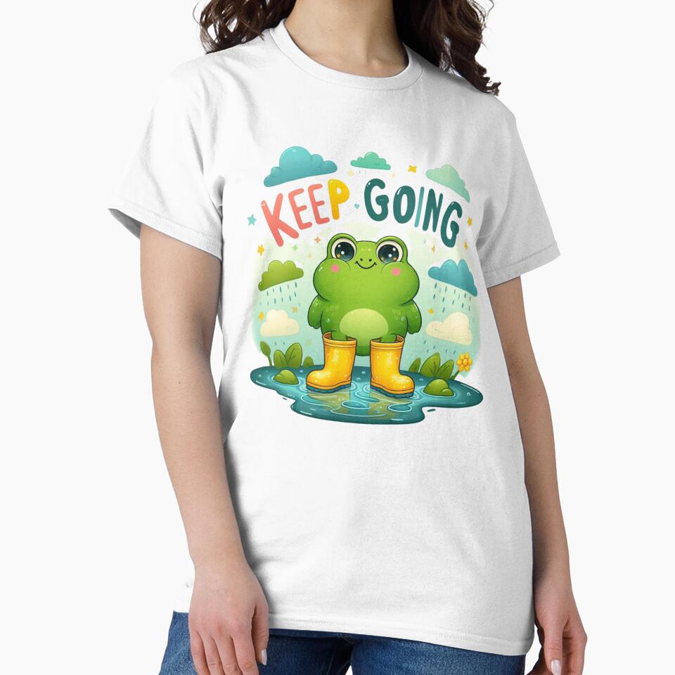 Keep Going Cute Frog in Rain Boots Kawaii Motivation by carestazafeli