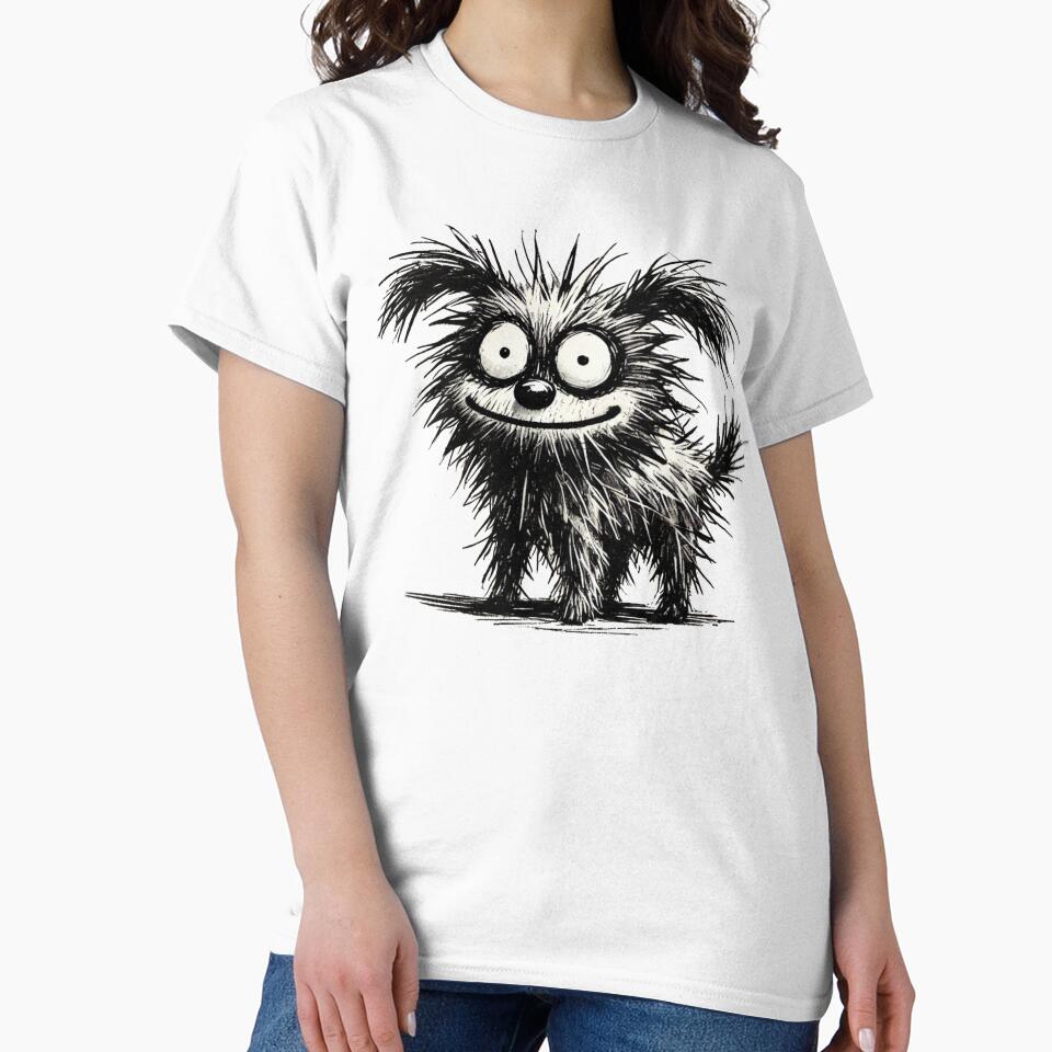 Funny Messy Black and White Dog by Blink Art Studio