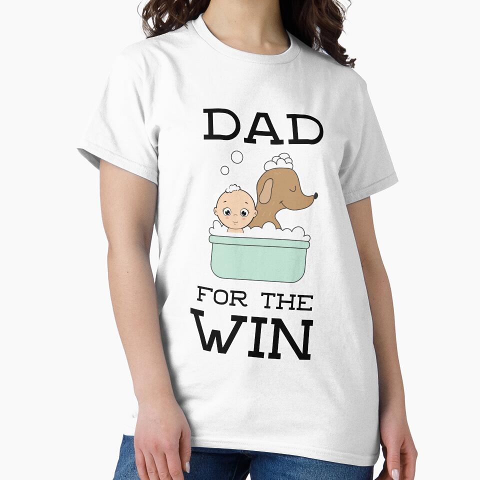 Dad For The Win - Kid & Dog In Bath by PosPresence
