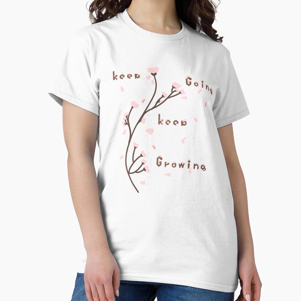 Keep going keep growing cherry blossom petals cute art aesthetic quotes by Loveartse
