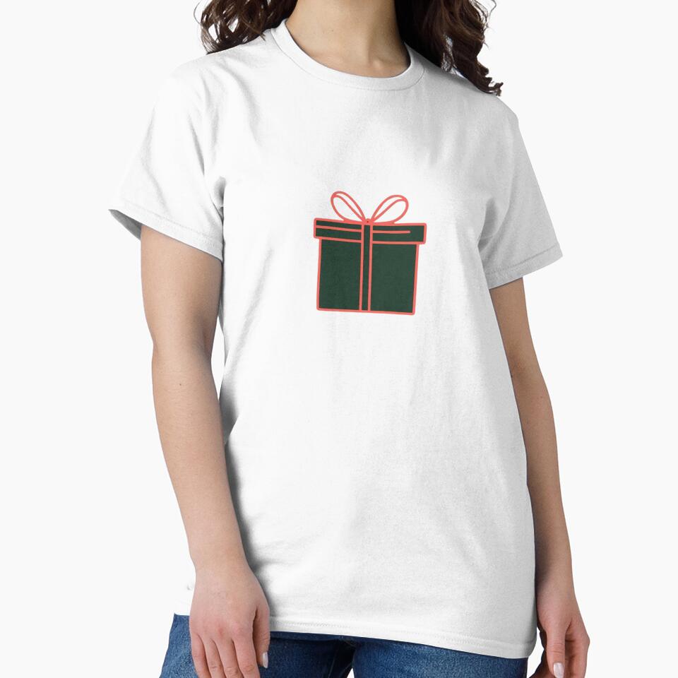 Minimalist Green Gift Box Outline with Ribbon Holiday Design by gk-creations