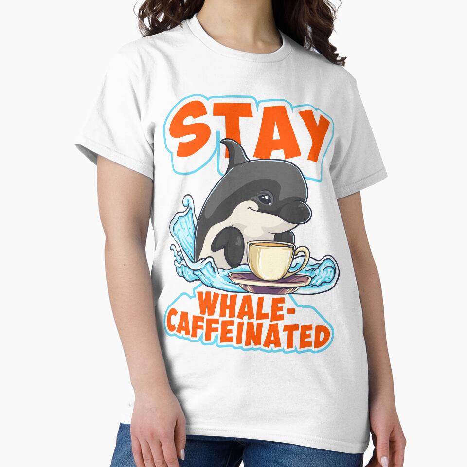 Whale Caffeinated Coffee Pun Men Women Funny Coffee by KsuAnn
