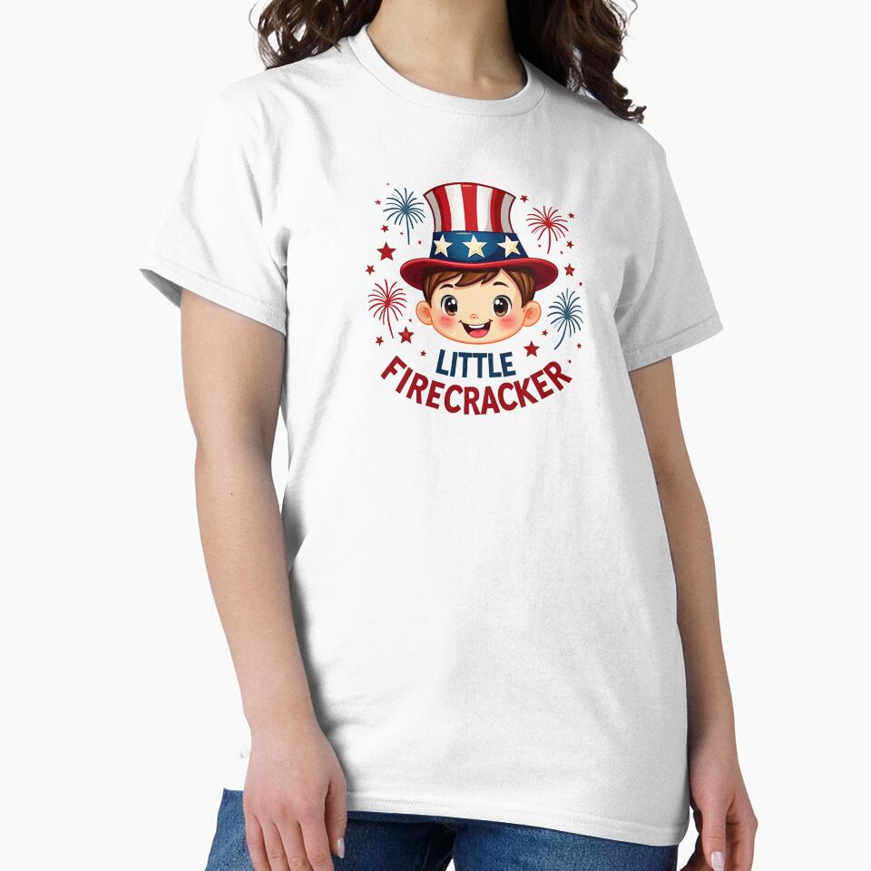 Little Firecracker Kids Shirt, Cute 4th of July Tee, Patriotic Kids USA Shirt by SNW-Collective