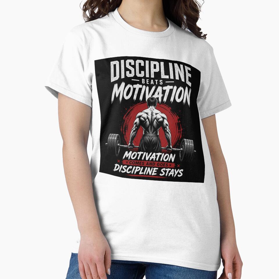 Discipline Beats Motivation – Hardcore Gym Workout Fitness Design by Sidz08