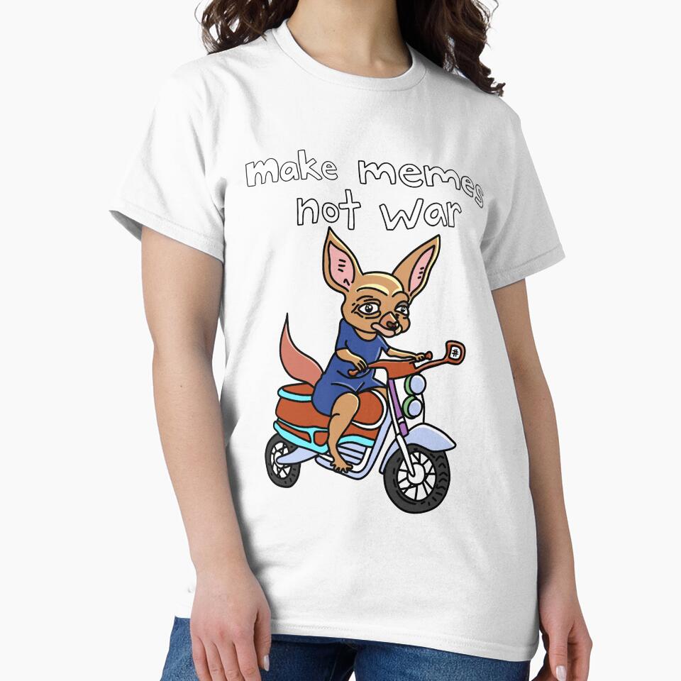 Make Memes Not War Animal Bunny on Motorcycle by NOTSNIW ART