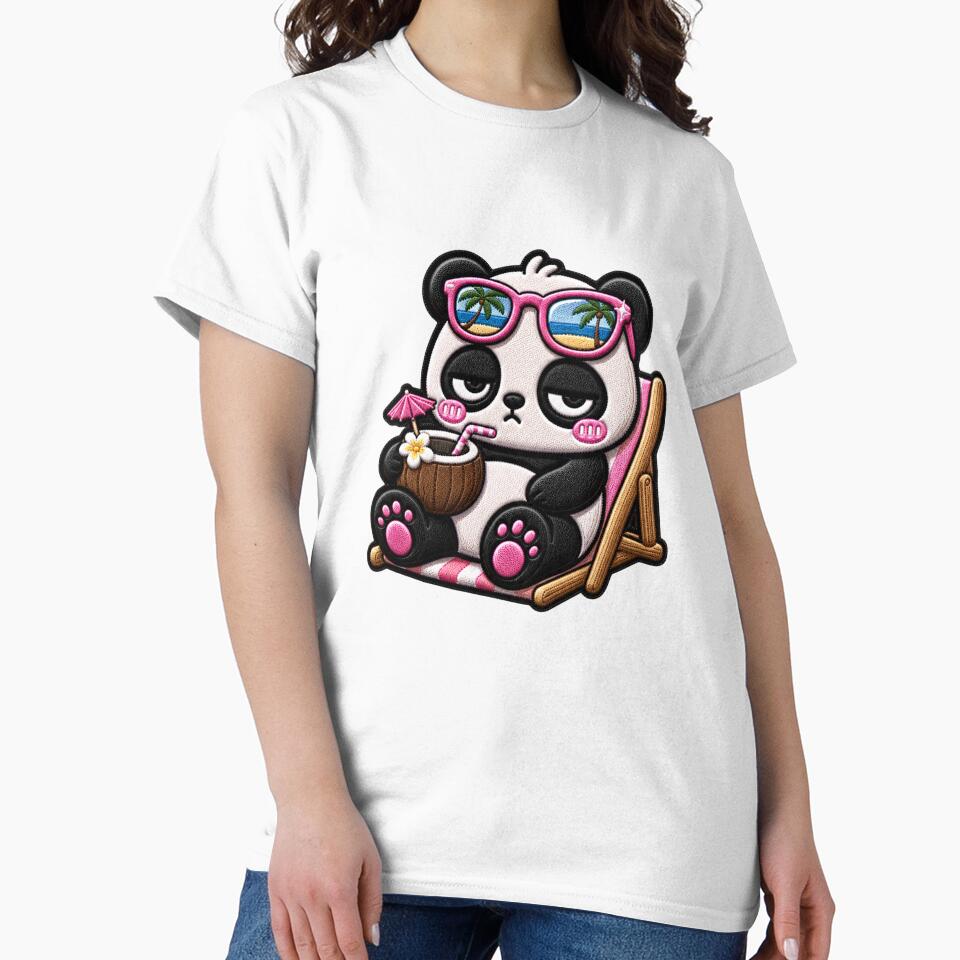 Mentally On Vacation Panda Embroidery Patch by ColorSplash123