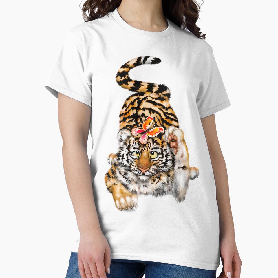 Crouching Tiger Landing Butterfly | Cartoon Tiger Cub by Snootrac