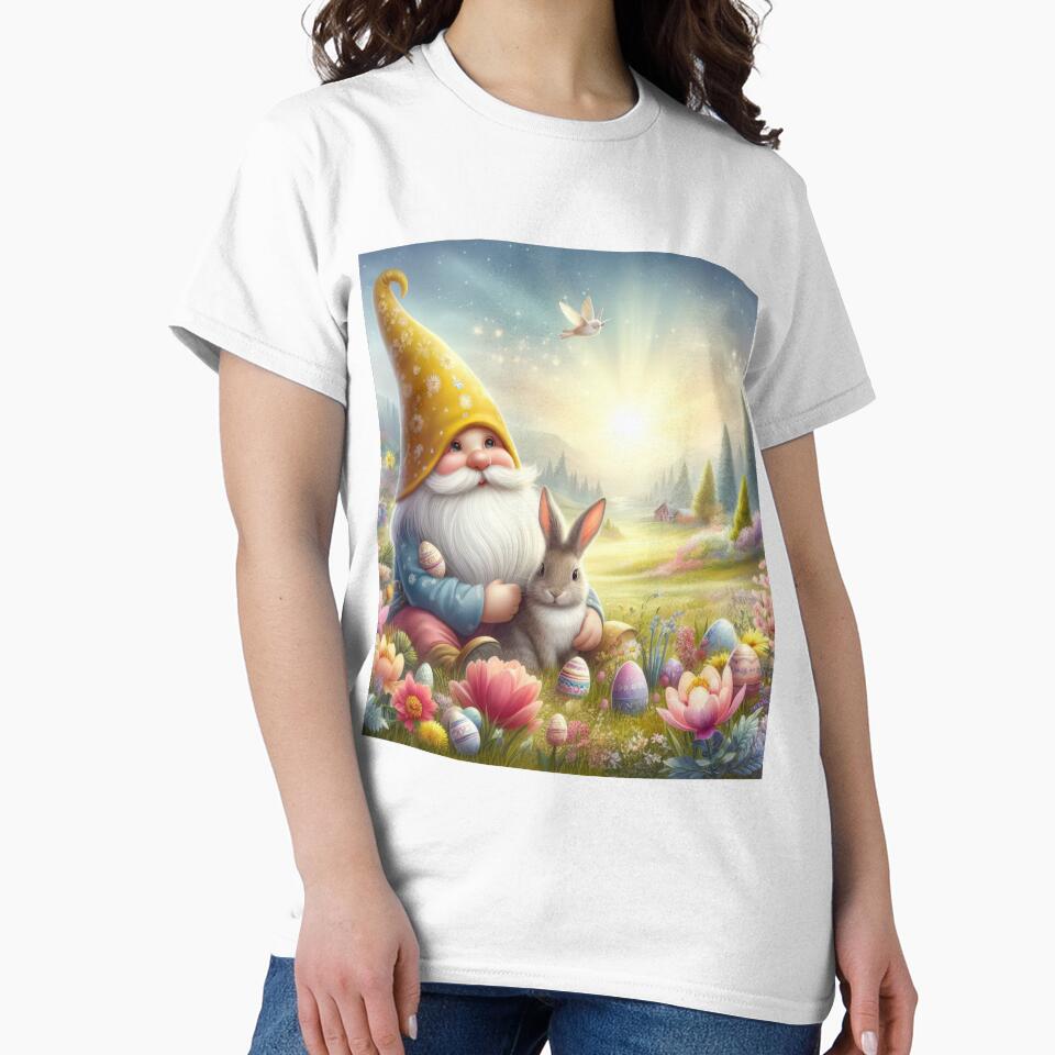 gnome with yellow hat and bunny happy fantasy easter landscape by Expressions-Sel