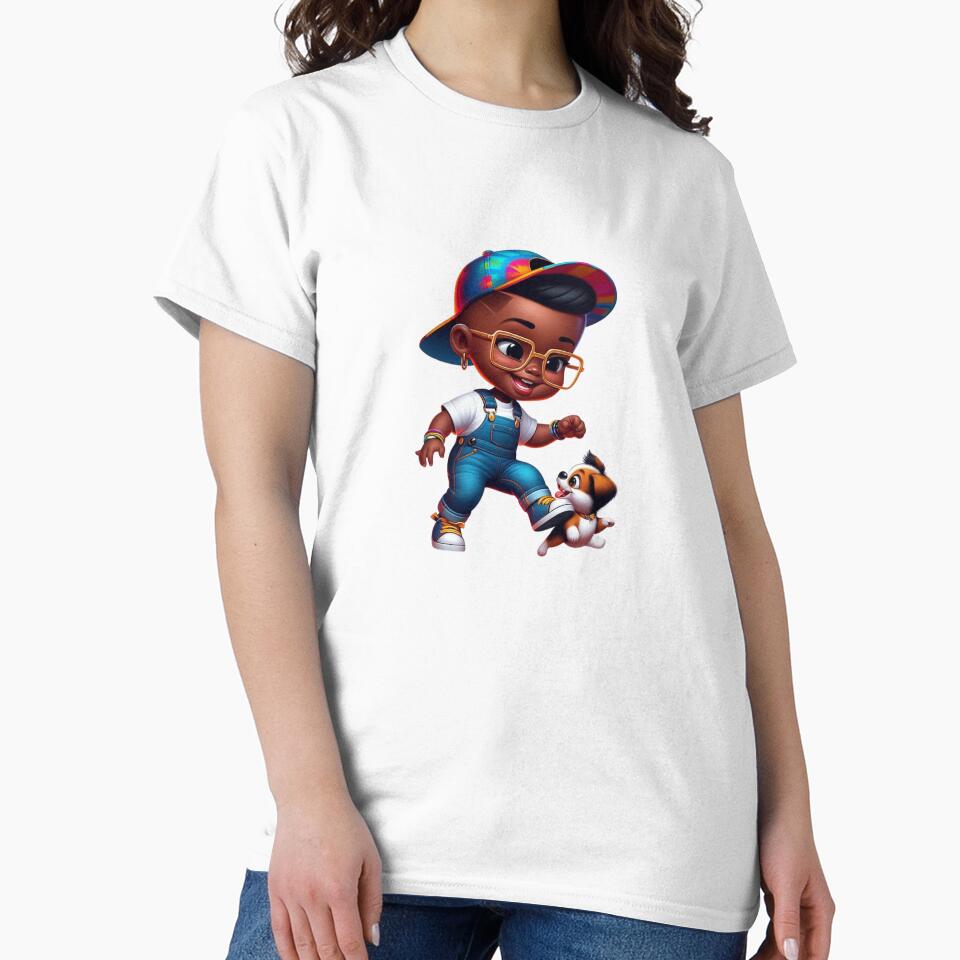 Cool Black Boy with Dog Illustration by Lulunza