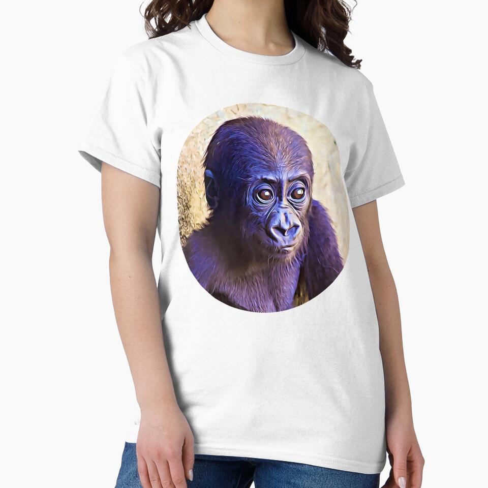 Baby Gorilla Cartoon Portrait by RevolutionInPaint