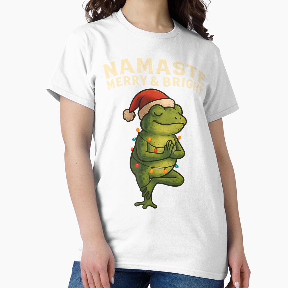 Funny Yoga Frog Christmas Lights Namaste Holiday Vibes by ConnieDora