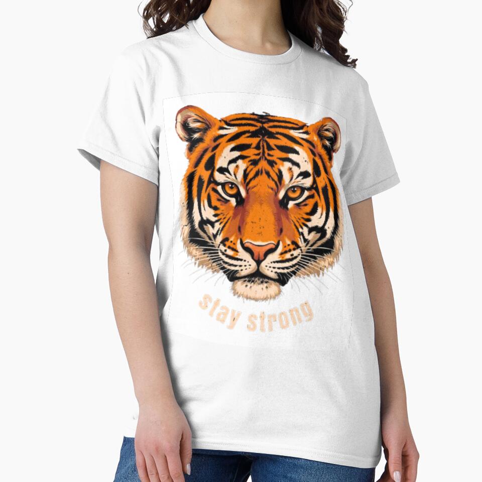 Stay Strong Tiger Face Graphic Art by Sima Designs