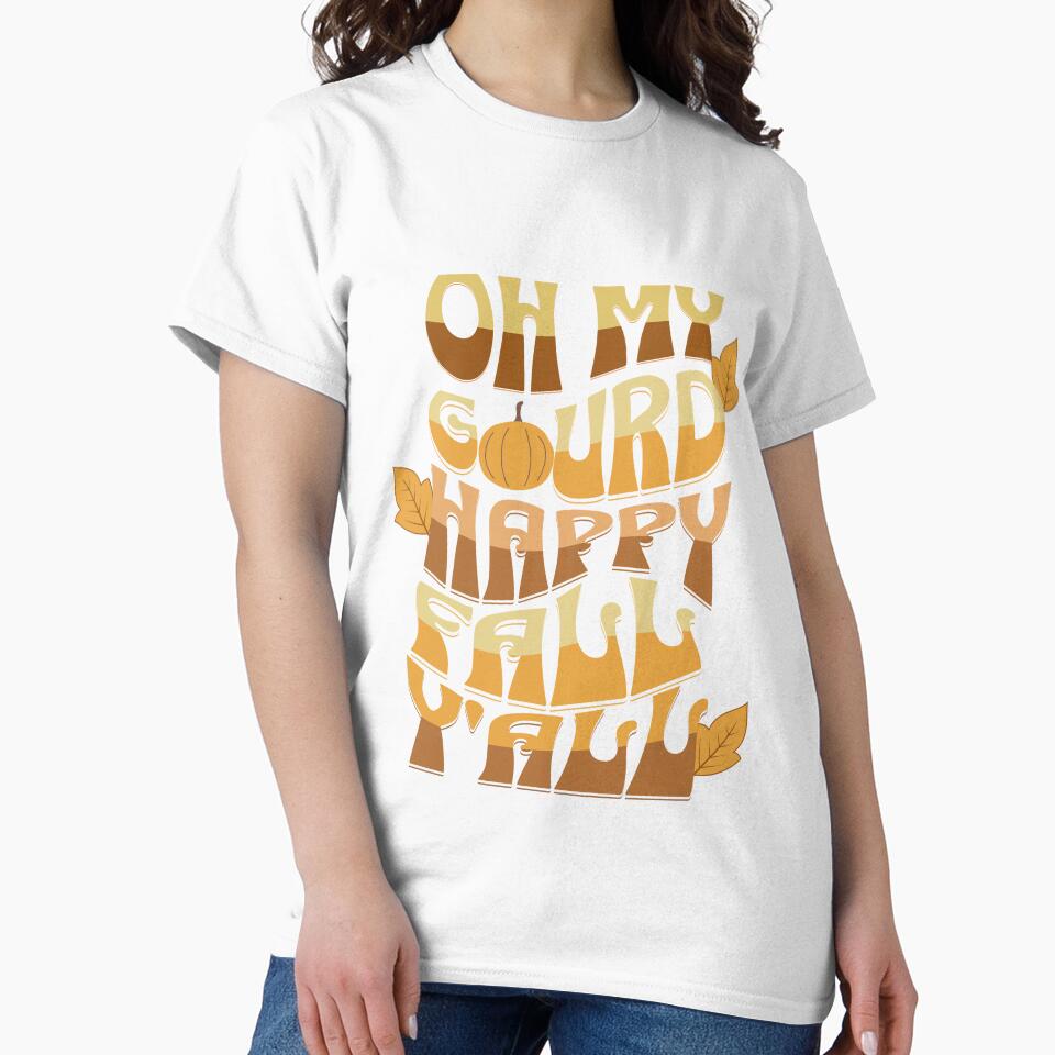 Oh My Gourd Happy Fall Y'All - Funny Retro Fall Pun by PetNamedPeeve