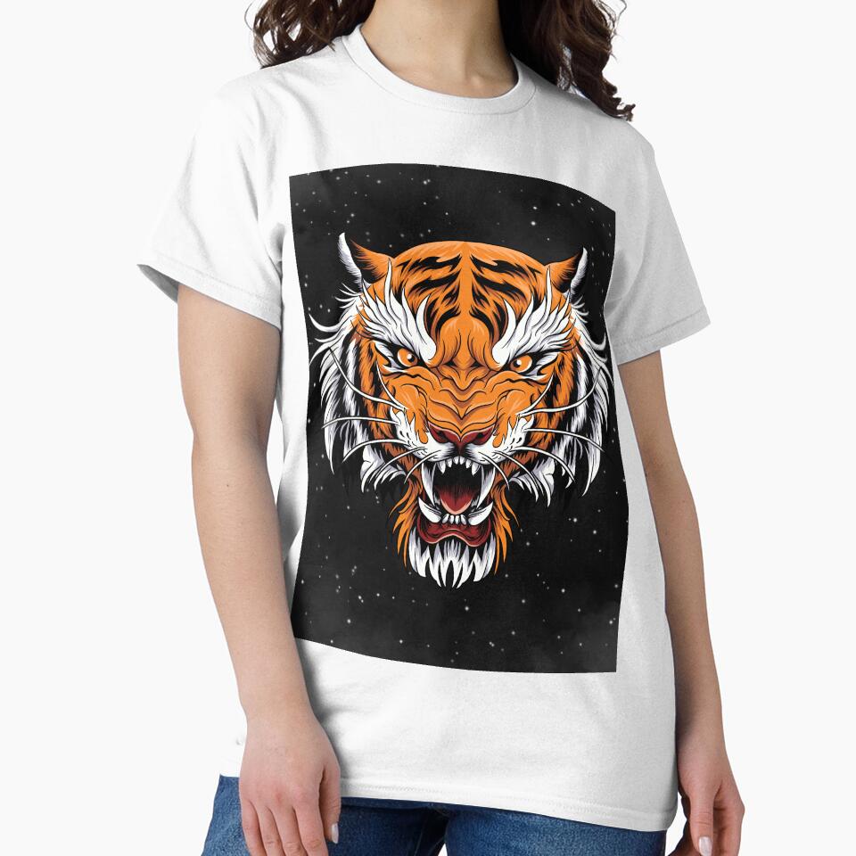 TIGER GRAPHIC RAGING TIGER DESIGN by OnlineTshirtMan