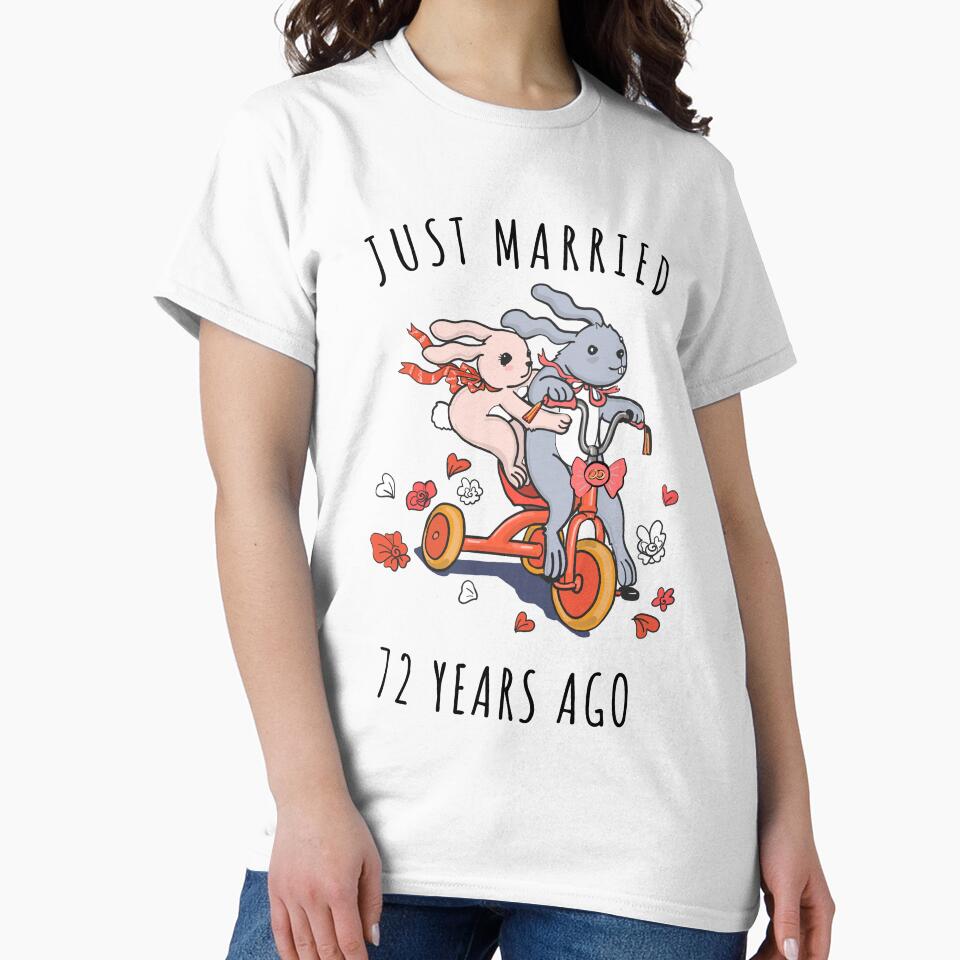 Just Married 72 Years Ago - 72nd Anniversary Couple Bunnies Tee, Phone Cases And Other Gifts by MemWear