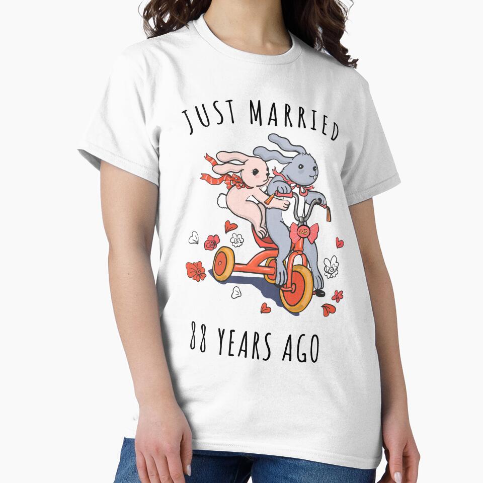Just Married 88 Years Ago - 88th Anniversary Couple Bunnies Tee, Phone Cases And Other Gifts by MemWear
