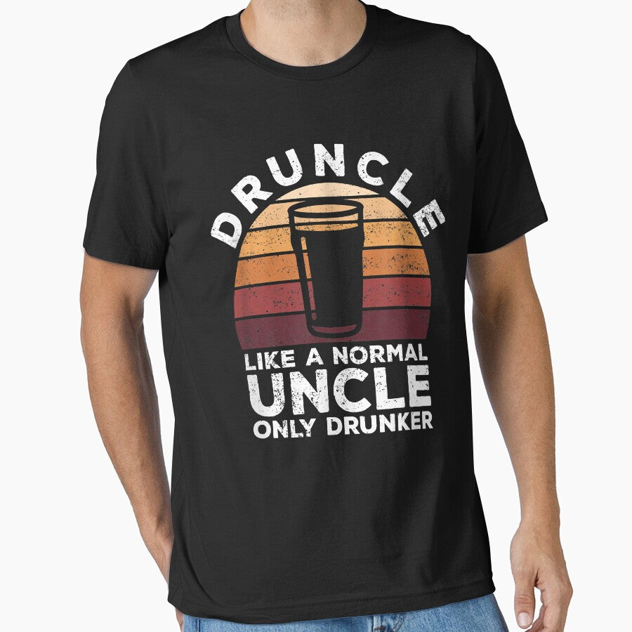 Mens Druncle Funny Saying Vintage Drunk Beer Drinking Uncle Gift by SeppeGoffin