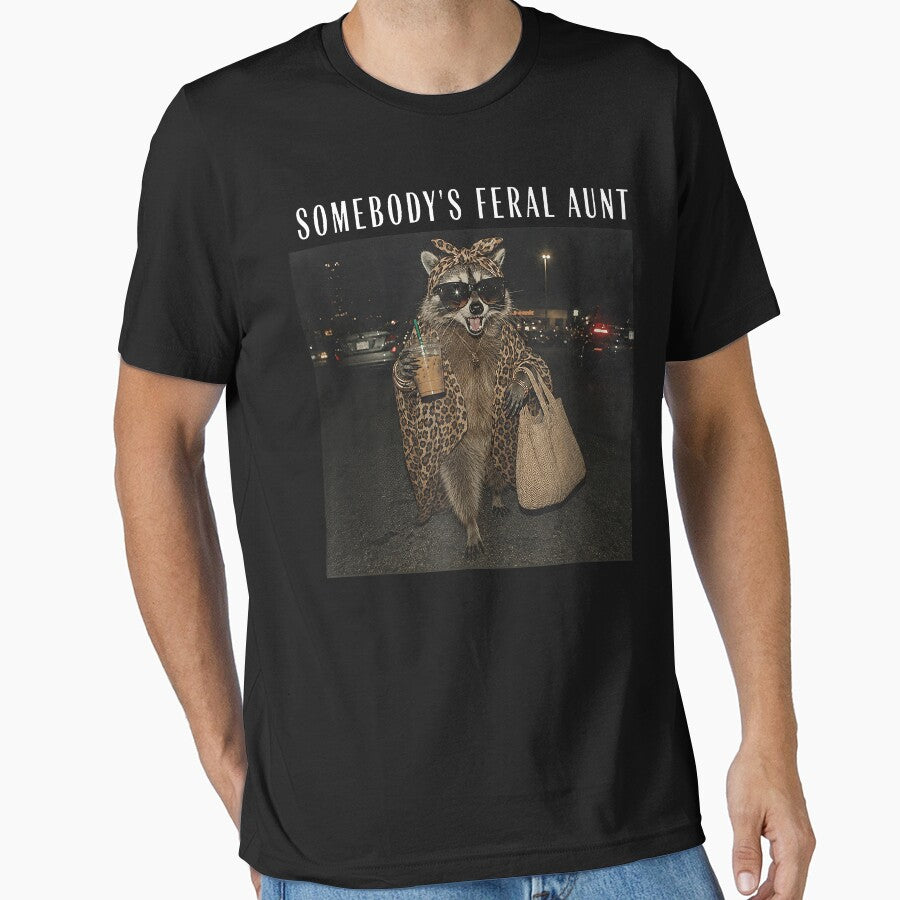 Somebody's Feral Aunt Funny Raccoon Vintage Animal Humor by PixlCrypt