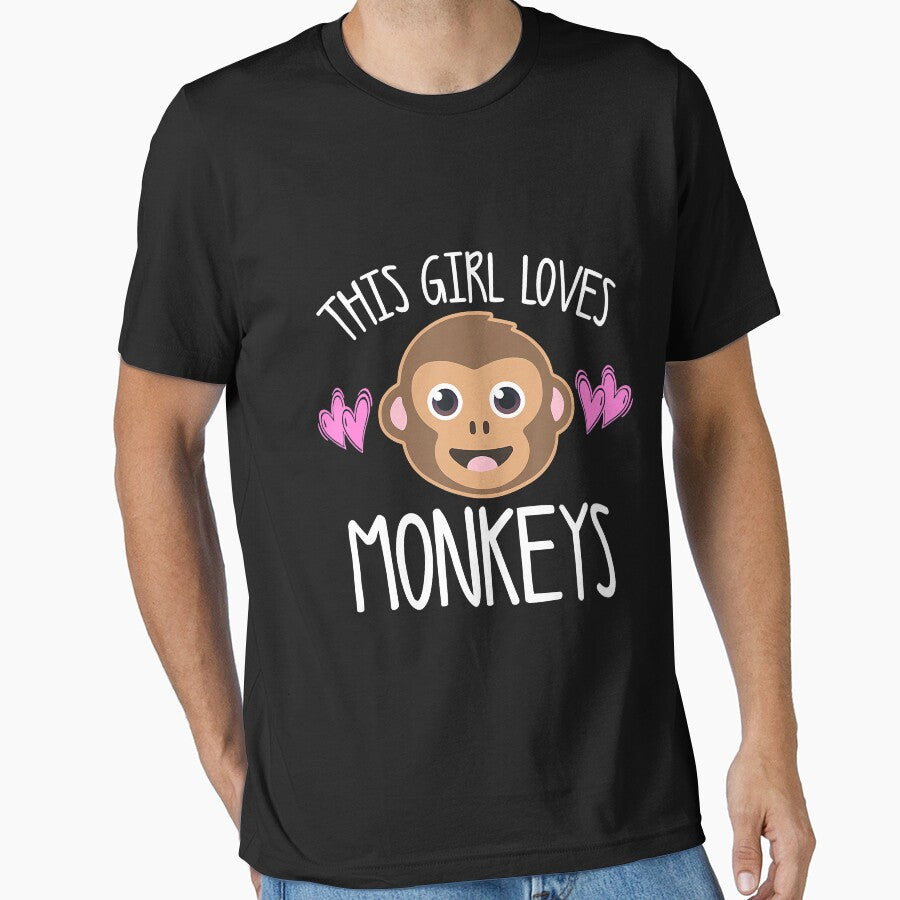 Monkey T-Shirt THIS GIRL LOVES MONKEYS Cute Kids Mom Gift by LenaEhrlichmann