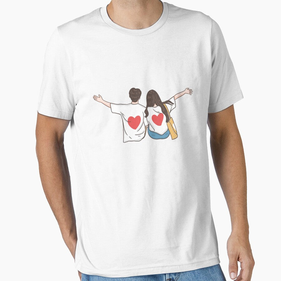 Cute Couple Wearing Heart Shirts | Love Relationship Illustration by ZYNORAworld