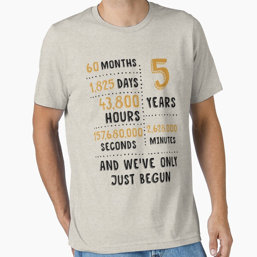5 Years Wood Wedding Anniversary Tee Cute Gift For His And Her by MemWear