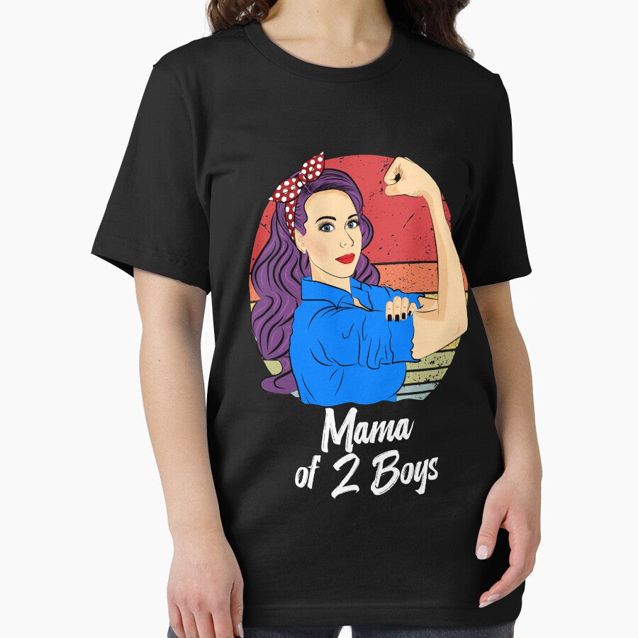 Mama of 2 Boys Vintage Mother’s Day Retro Squared Both Mama by ZNOVANNA