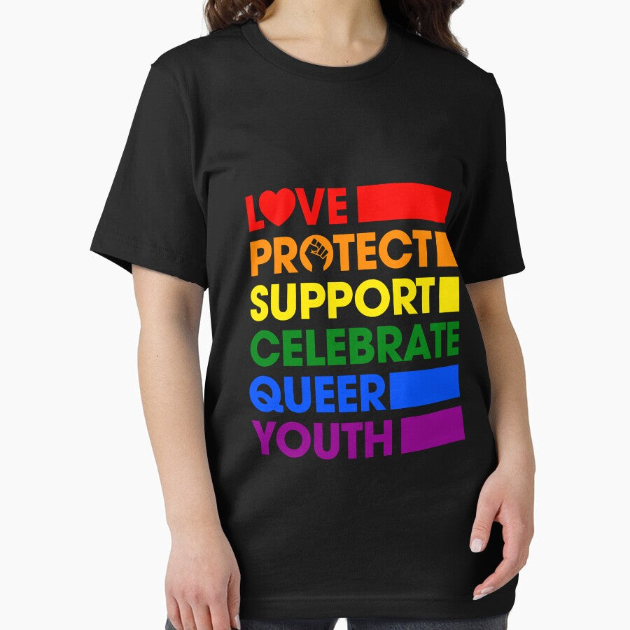 Love Protect Support Celebrate Queer Youth LGBTQ Gay Ally Pullover Hoodie by luciaaljudith