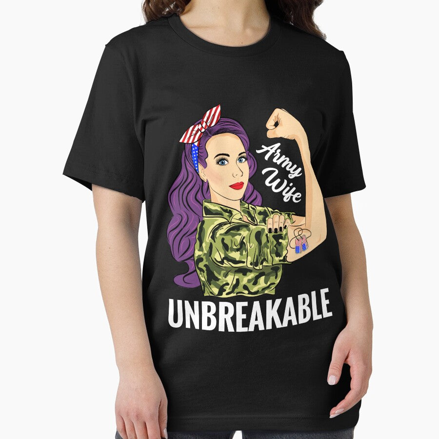 Army Wife Unbreakable Strong Woman Gift Military by ZNOVANNA