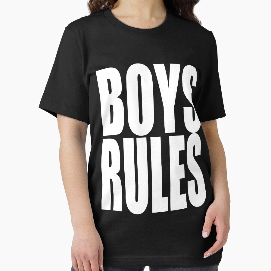 Boys Rule Gender Reveal Baby Shower Cute Gift T Shirt White by arcadetoystore