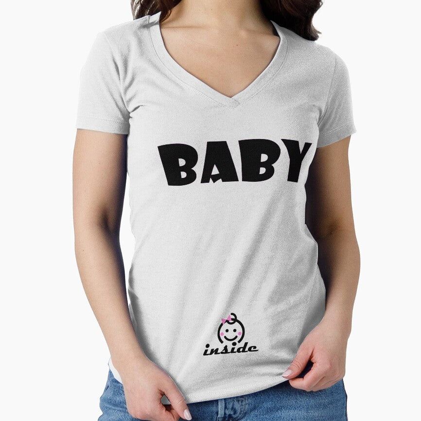 BABY inside Girl Baby Peeking TShirt Funny Pregnancy Tee for Expecting Mothers by urban-design