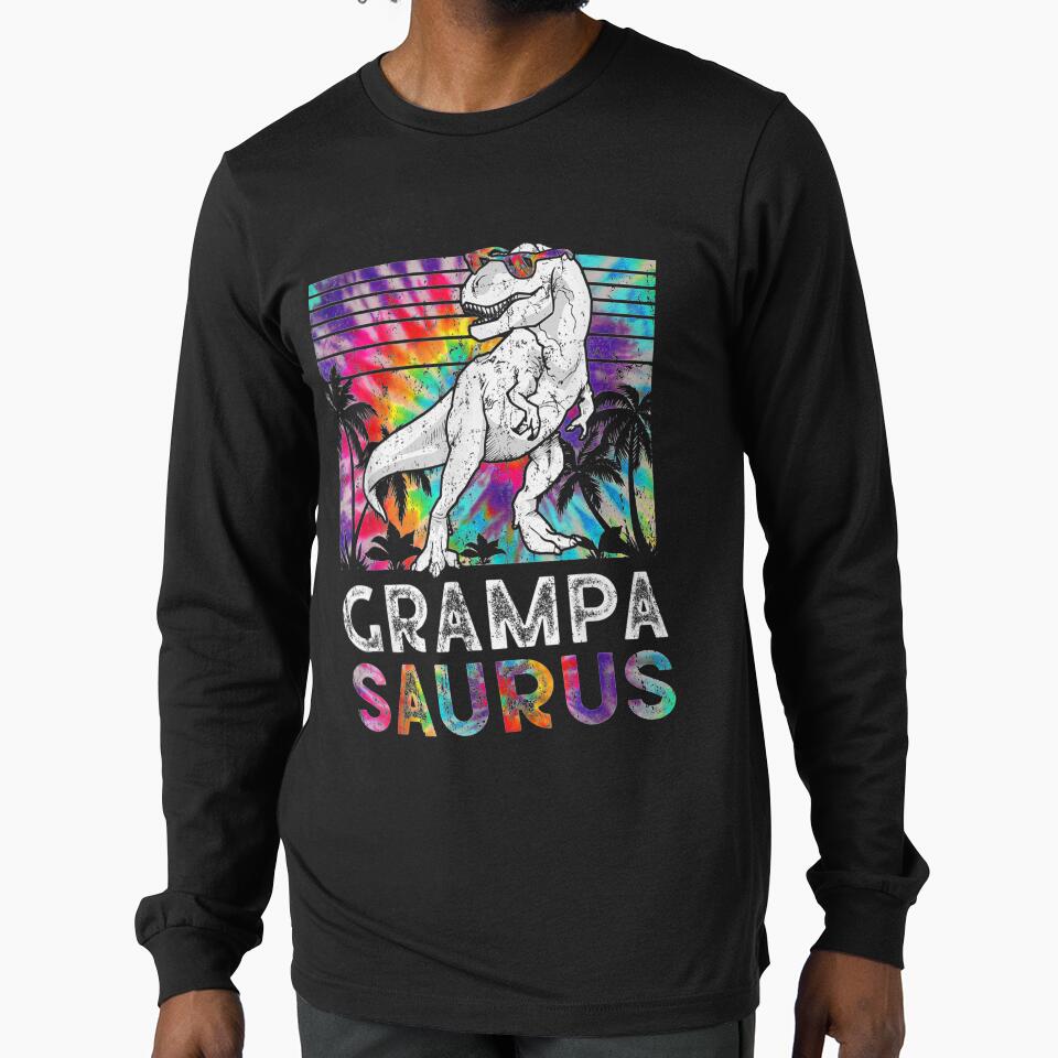 Grampasaurus Dinosaur Grampa Saurus Family Matching Tie Dye Gift by rubysheila