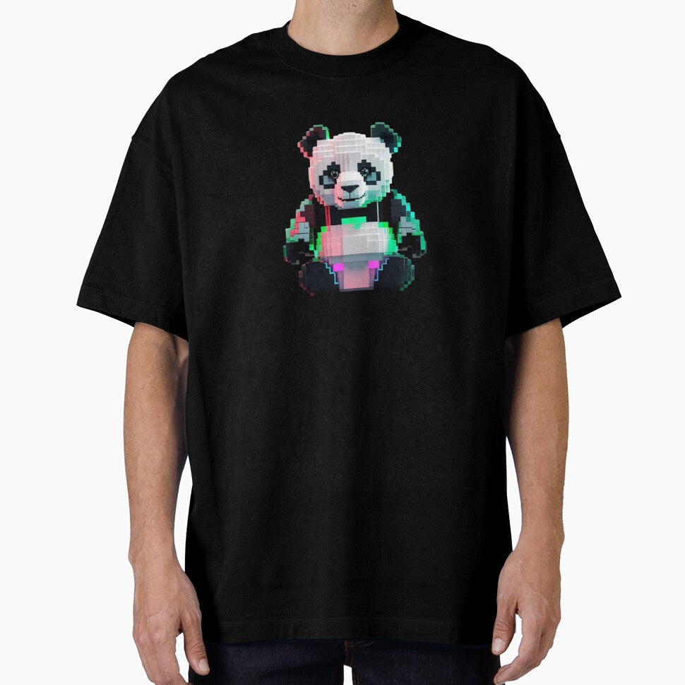 Pixel Art Cyber Panda Toy by WovennDesigns