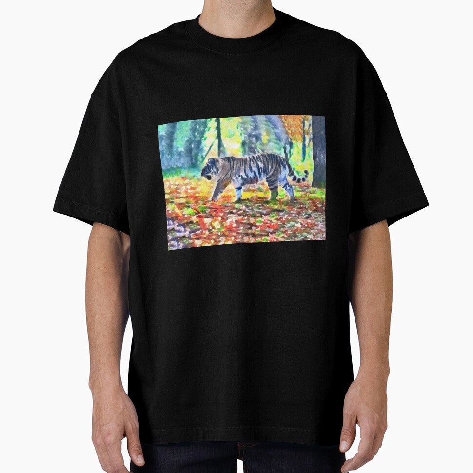 Tiger Walking In The Woods Digital Painting by NeavesPhoto