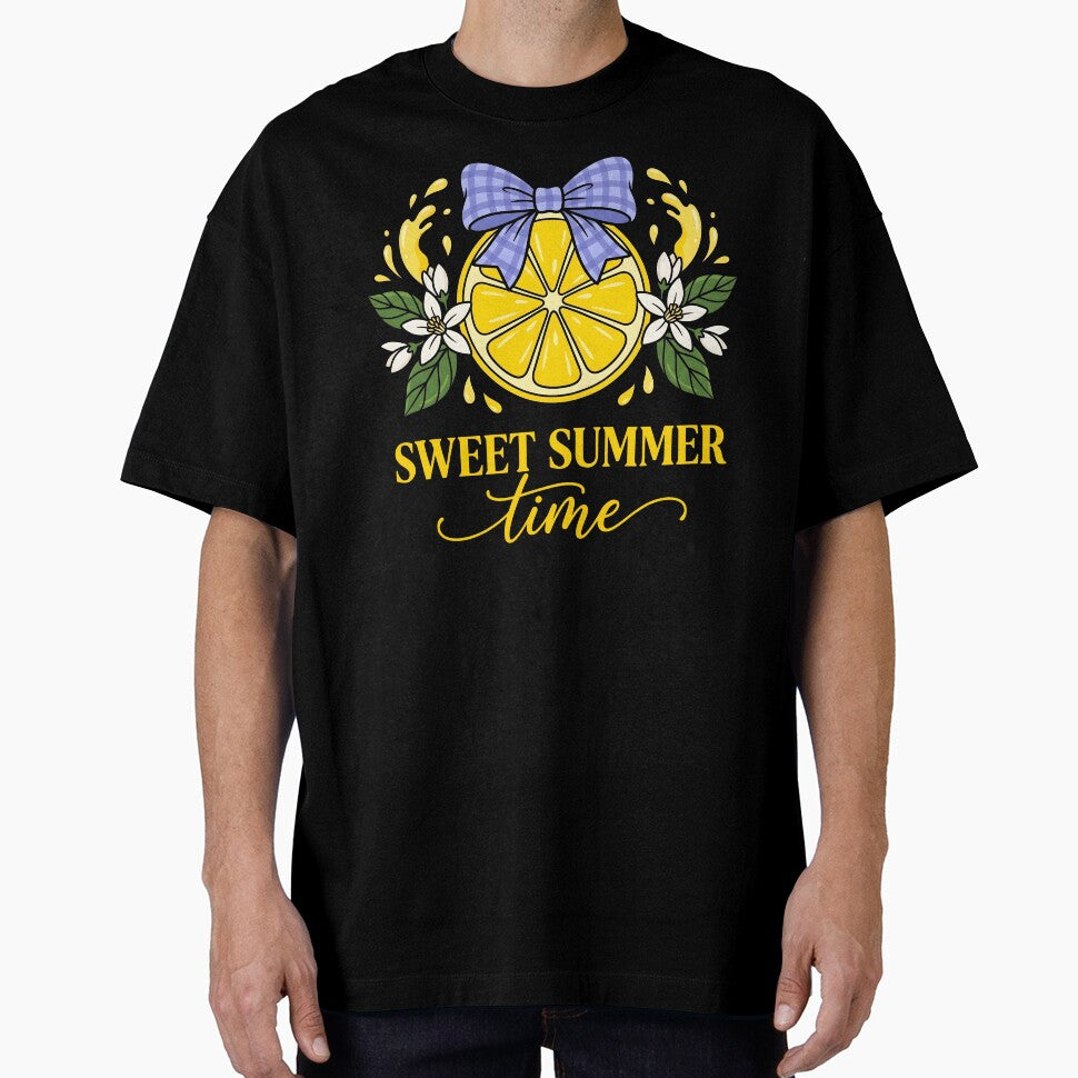 Sweet Summer Time Lemon Floral Retro Typography Cute Citrus Aesthetic Design by fawzimorsy