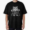 Cute Superhero Tiger Black and White Cartoon Illustration by inkoutninja