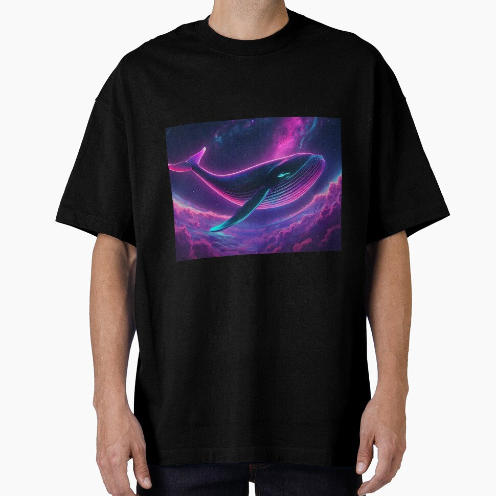 Neon whale floating in space by M-Y-A-R-T-