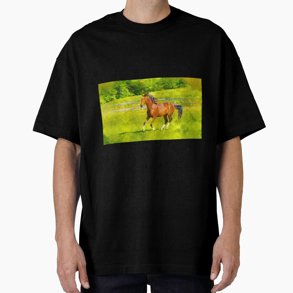 Orlov Trotter horse running on pasture – digital painting by NickoPrints