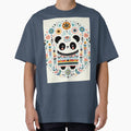 Adorable Panda Bear Surrounded by Folk Art Botanicals - Scandinavian Folk Art by heidiannemorris © by FOLK ART FUSION by heidiannemorris