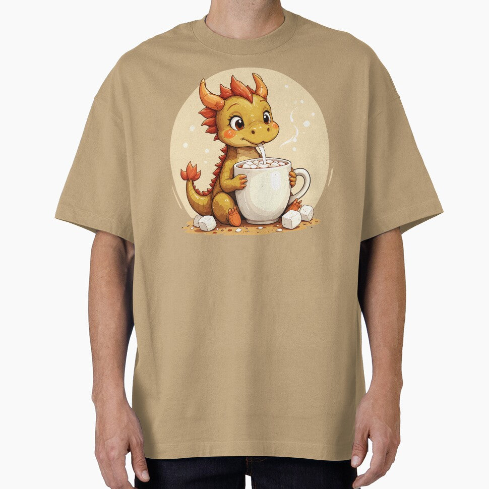 Cute Baby Dragon Drinking Hot Chocolate - Adorable Cozy Kids Kawaii Dragon Design by Amplify-n-Co