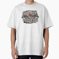 Maximalist urban design, oversized cracked-texture text "NO SLEEP TILL SUCCESS" by alex889art