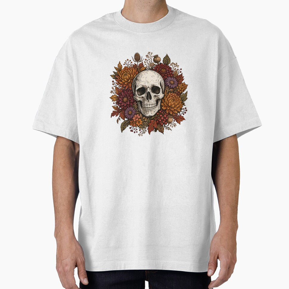 Skull With Fall Flowers by Blush Meadow Trading Co