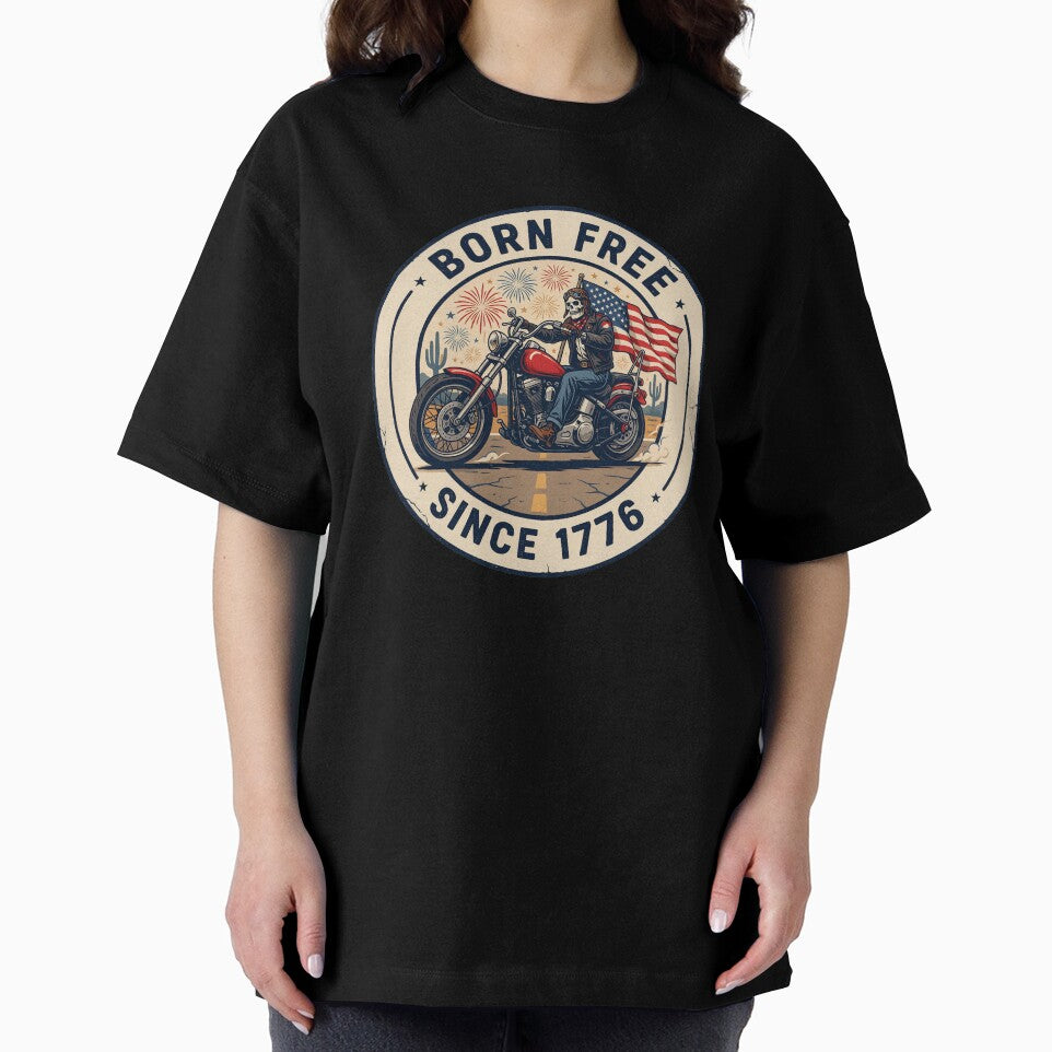 Born Free Since 1776 Patriotic Skeleton Biker Fourth of July Motorcycle Design by ArcticFoxStudio