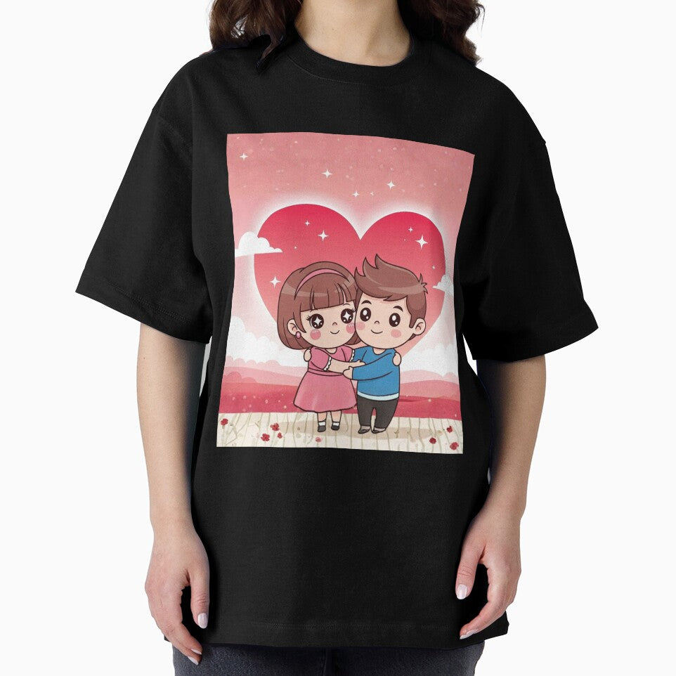 Kawaii Chibi Couple Hugging Romantic Love Art by Innova_Creations