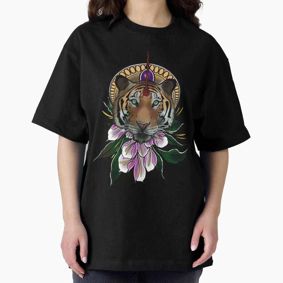 Hindu Tiger Face with Lotus – Sacred Animal Tattoo Art by therisnell
