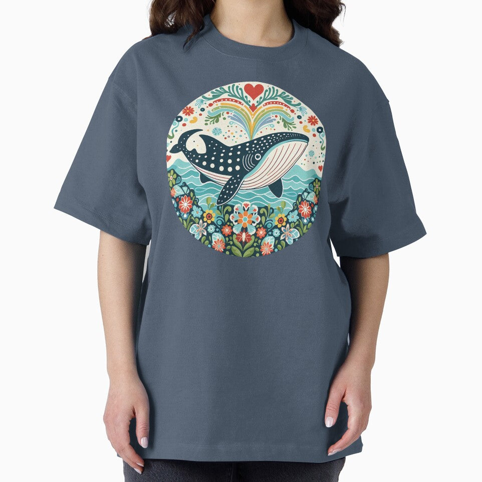 Whale Shark with Ocean Flora Love Heart – Hope for Wildlife Scandinavian Folk Art by heidiannemorris © by FOLK ART FUSION by heidiannemorris