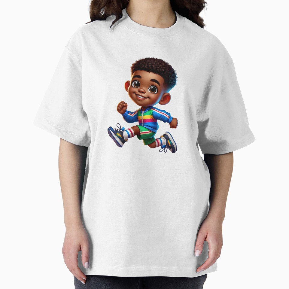 Running Black Boy Illustration – Cute African American Kids Art by Lulunza