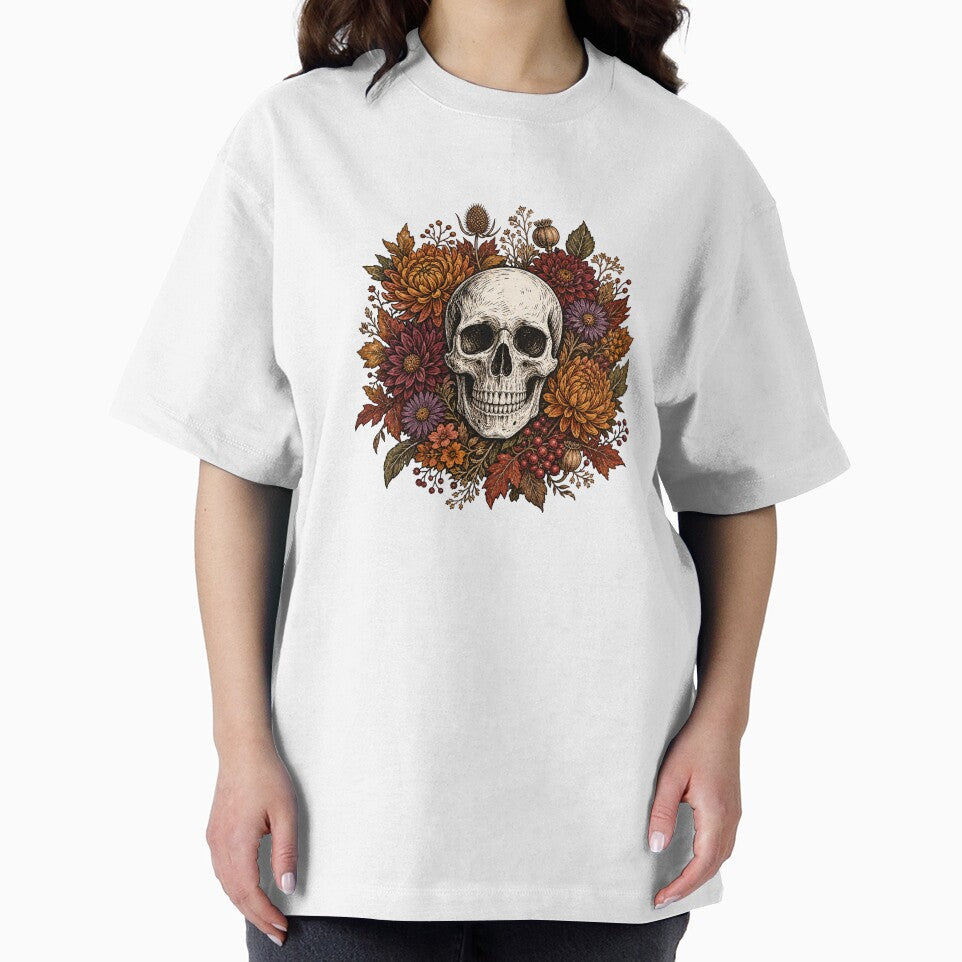 Skull With Fall Flowers by Blush Meadow Trading Co