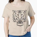 Tiger angry head. Black tattoo design. Geometric line style. Animal portrait. by EEgnat